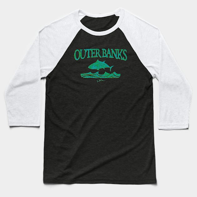 Outer Banks, North Carolina, Bluefin Tuna Leaping Over Waves Baseball T-Shirt by jcombs